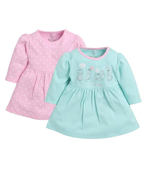 BABY GO Full Sleeve Regular Round Neck A Line Frocks for Baby Girls