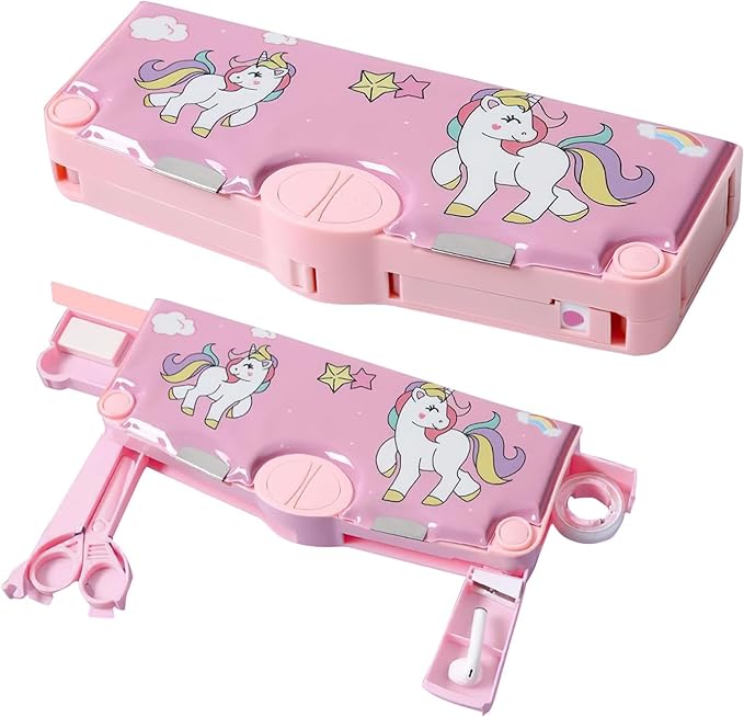 Multi-Functional Pencil Box for Kids, Unicorn Pencil Box for Boys, Kids Pencil Box for Boys & Girls, Magnetic Pencil Box for Boys, Unicorn Theme Gifts for Kids with Accessories.