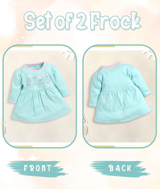 BABY GO Full Sleeve Regular Round Neck A Line Frocks for Baby Girls
