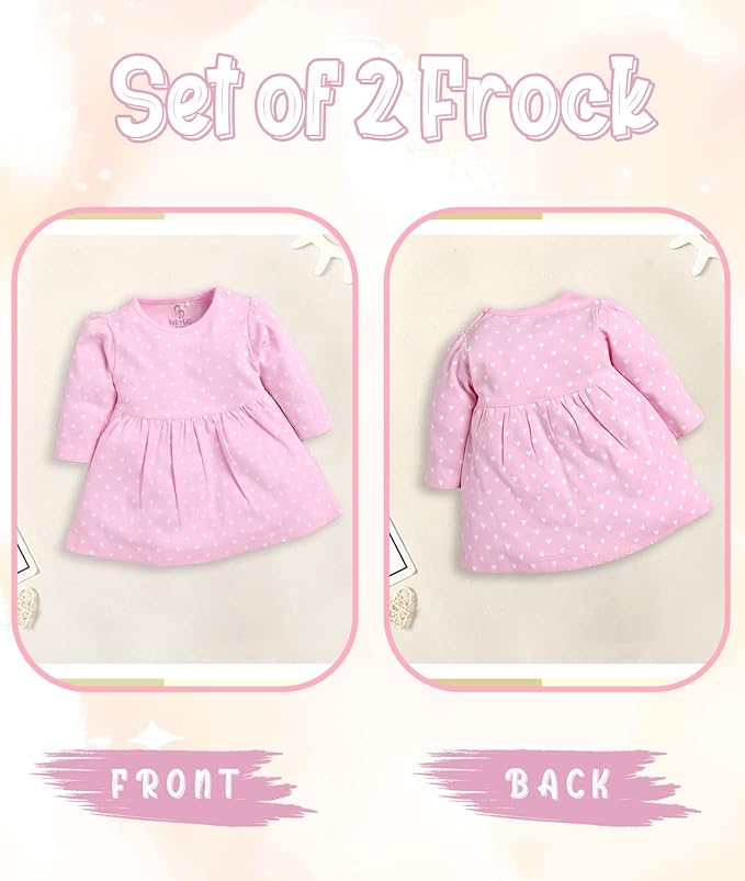 BABY GO Full Sleeve Regular Round Neck A Line Frocks for Baby Girls