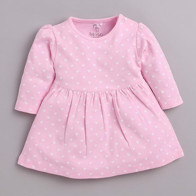 BABY GO Full Sleeve Regular Round Neck A Line Frocks for Baby Girls