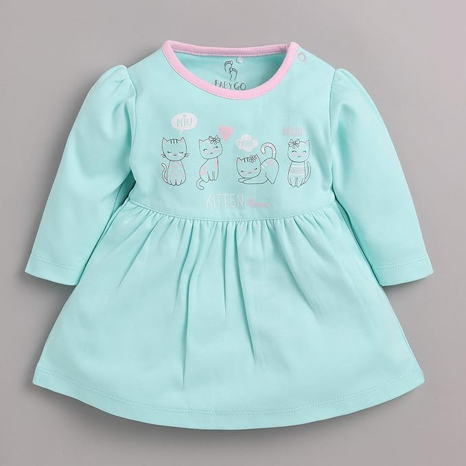 BABY GO Full Sleeve Regular Round Neck A Line Frocks for Baby Girls