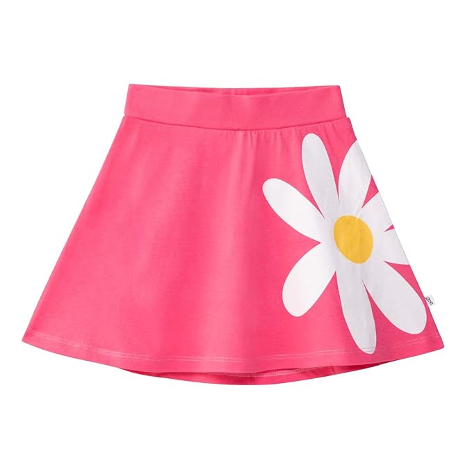 YouGotPlanB Girl's Above Knee Printed Skater Skirt with Attached Inner Shorts (Swan Daisy) | 100% Cotton | Soft & Breathable Fabric | No-Mark Elastic | Casual Wear | Pack of 2