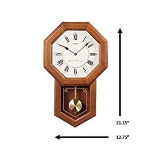 SEIKO Elegant Vertical Pendulum Brown Wooden Analog Home Decor Roman Figure Wall Clock (Size: 32.6 x 9.8 x 53.8 CM | Weight: 2500 gram | Color: Brown)